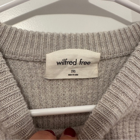 Wilfred Free Beige Waffle Knit Crew Neck Sweater Size XXS Women’s 100% Wool - Picture 10 of 12